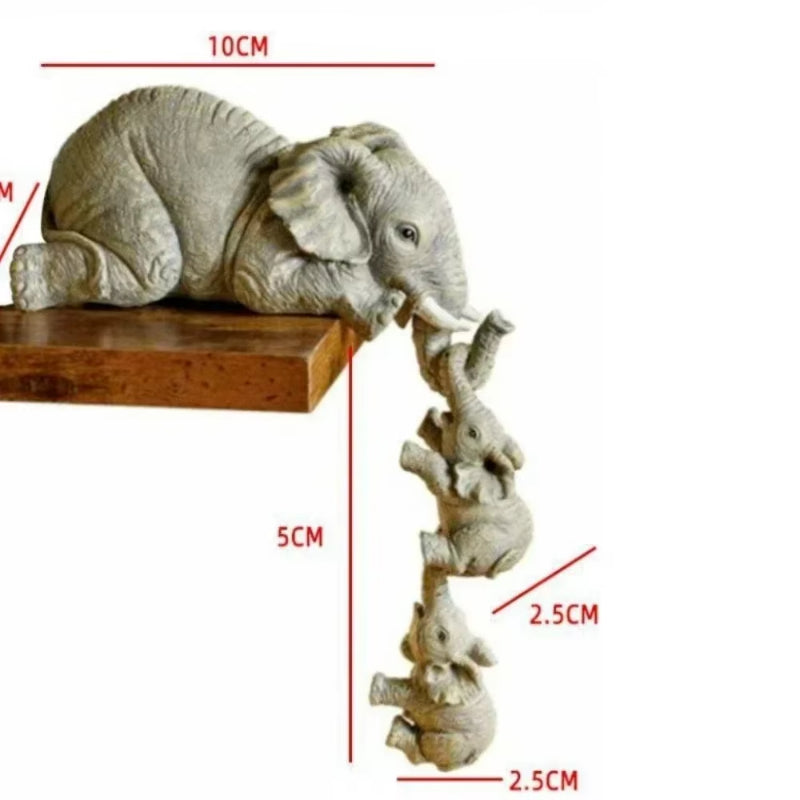 Resin Figurine - Adorable Elephants Hug – 3 Miniature Decorative Dolls Perfect for Gifts & Home Accents