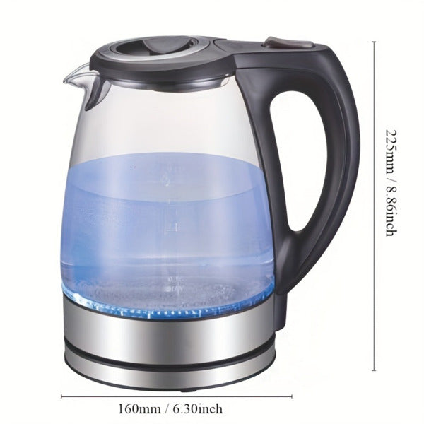 Electric Kettle with Stainless Steel Filter and Inner Lid, 1200W Wide Opening 1.7L Glass Tea Kettle & Hot Water Boiler