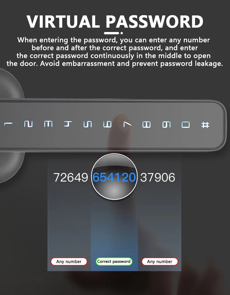 M6 Digital Fingerprint Door Lock by RAYKUBE with Tuya BLE – Password, Key, IC Card & Smartlife App Unlock