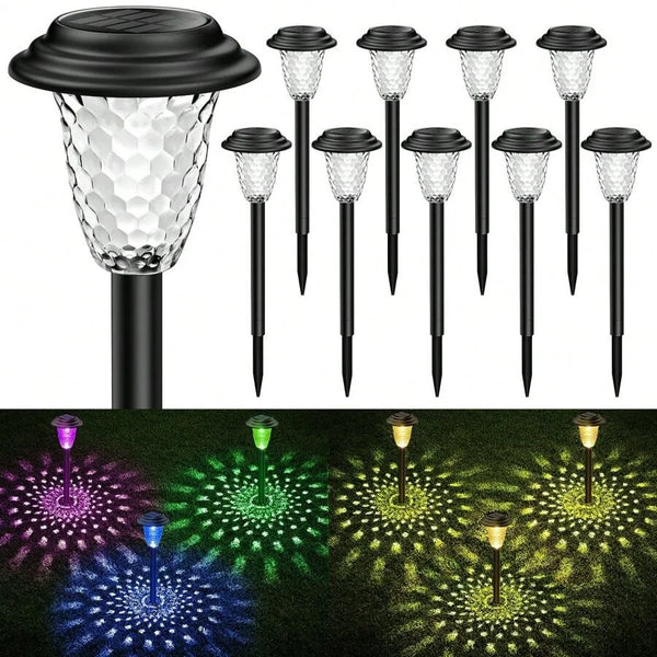 LED Solar Pathway Lights-Bright RGB Color Changing or Warm White Lamp, Outdoor Waterproof Garden Lamp Solar Powered Landscape Path Lights for Yard