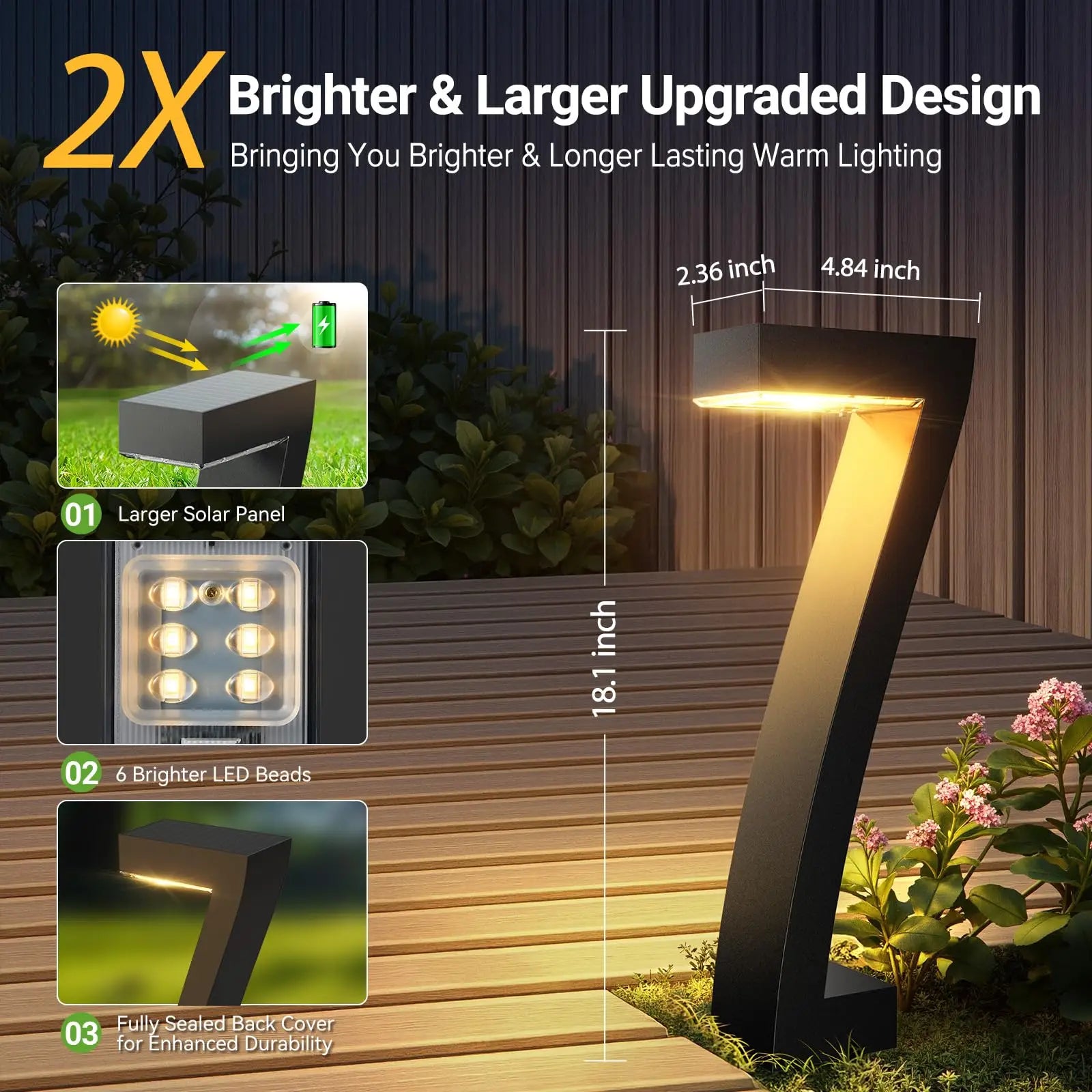 LED Solar Pathway Lights-Bright LED Solar Lights, Outdoor Pathway Lights, IP65 Waterproof, Solar Garden Lights Yard Driveway Walkway