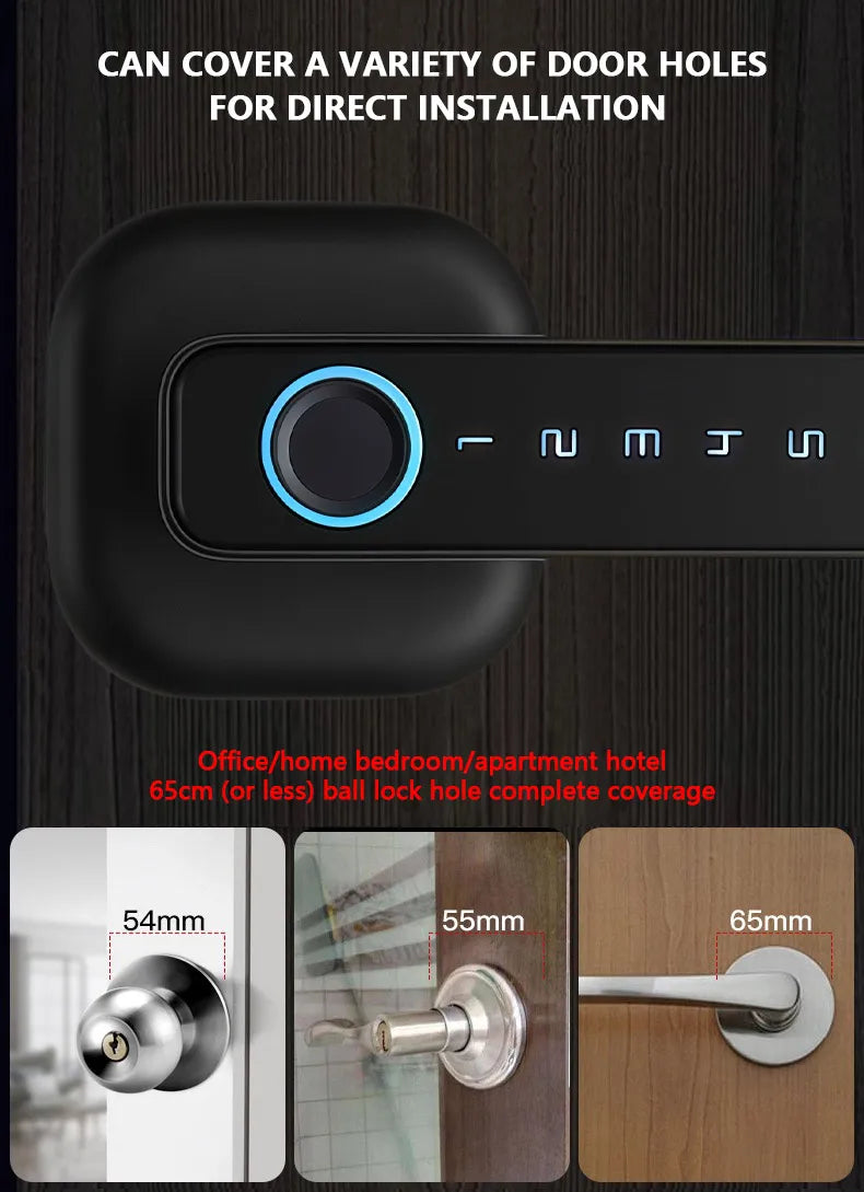 M6 Digital Fingerprint Door Lock by RAYKUBE with Tuya BLE – Password, Key, IC Card & Smartlife App Unlock