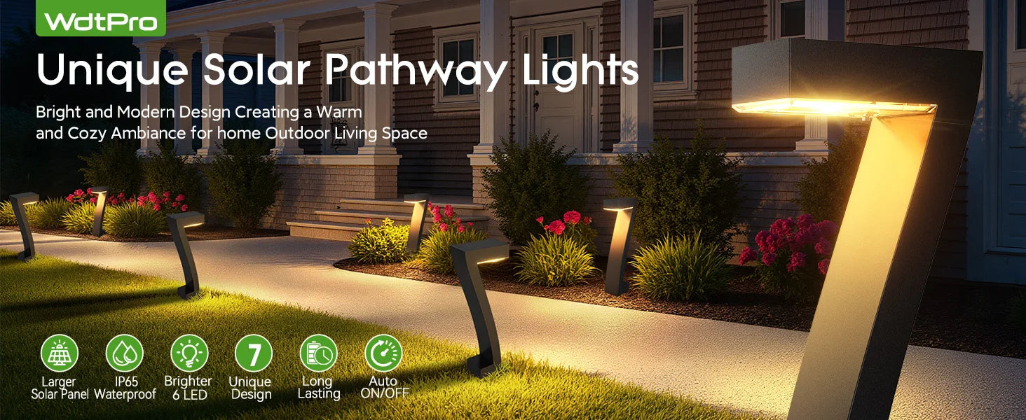 LED Solar Pathway Lights-Bright LED Solar Lights, Outdoor Pathway Lights, IP65 Waterproof, Solar Garden Lights Yard Driveway Walkway