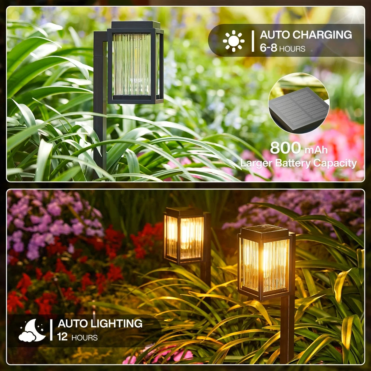 LED Solar Pathway Lights-Solar Waterproof Outdoor Lamp Lighting, Landscape Lawn, LED Lights for Yard, Patio, Walkway, Driveway, 2/6 Pack