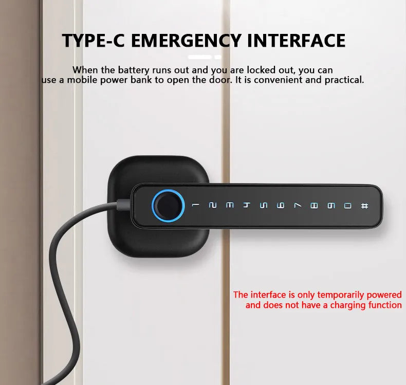 M6 Digital Fingerprint Door Lock by RAYKUBE with Tuya BLE – Password, Key, IC Card & Smartlife App Unlock