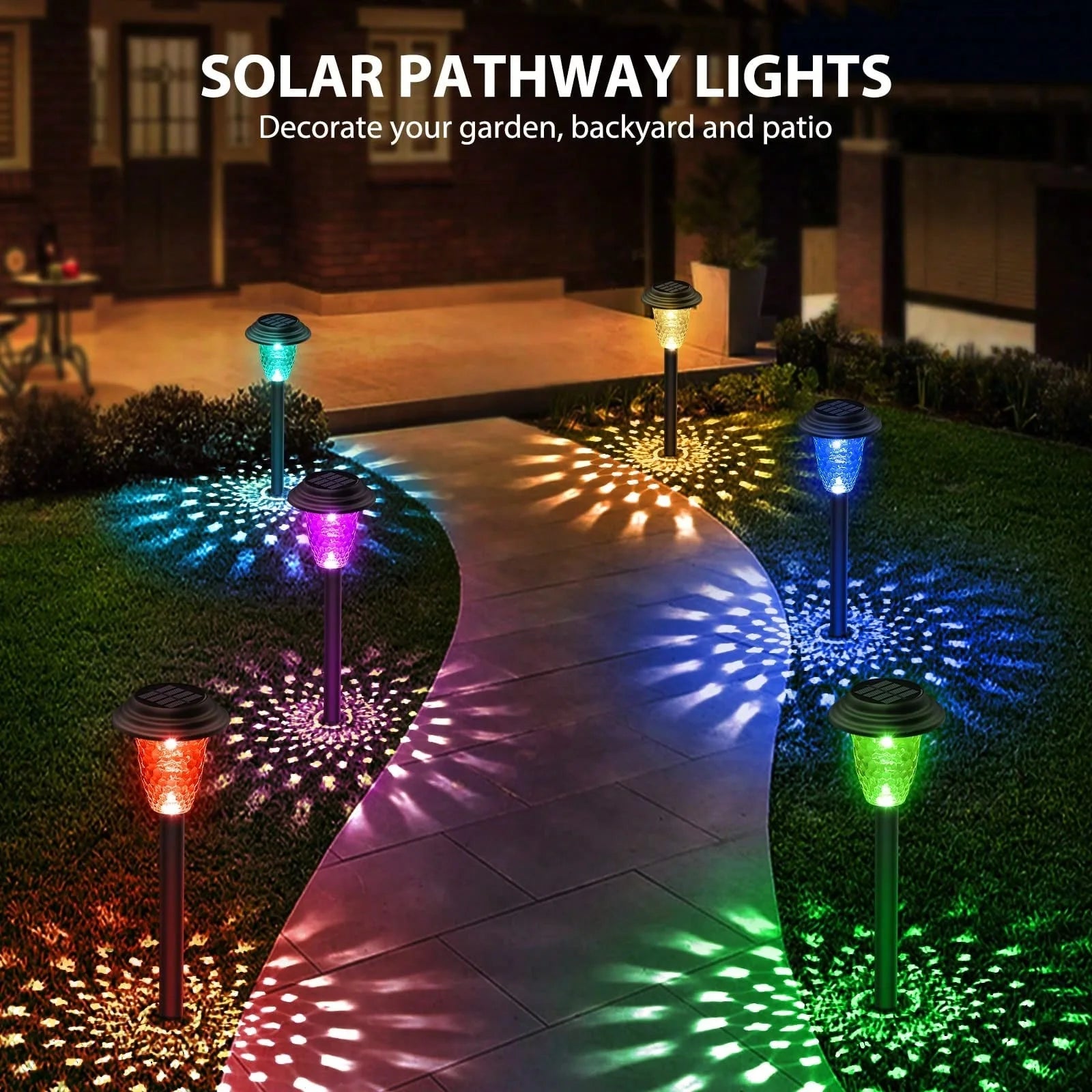 LED Solar Pathway Lights-Bright RGB Color Changing or Warm White Lamp, Outdoor Waterproof Garden Lamp Solar Powered Landscape Path Lights for Yard