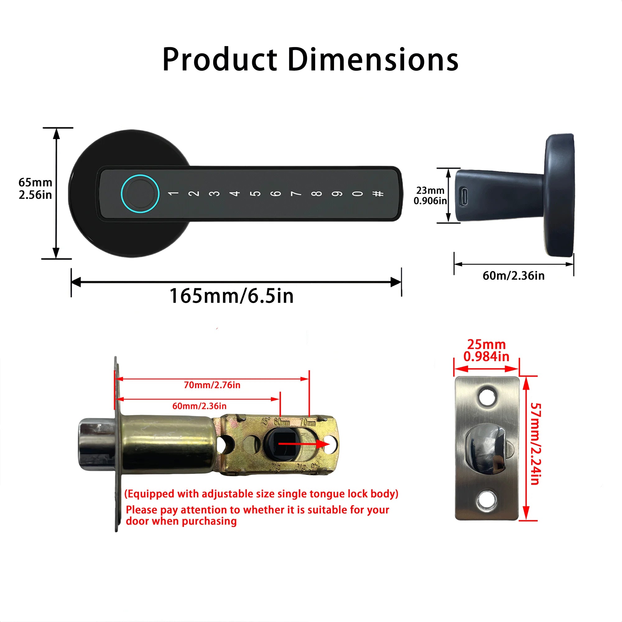 M5 Smart Fingerprint Door Lock by RAYKUBE with Tuya BLE – Password, Key, Card & App Unlock + Free US Delivery
