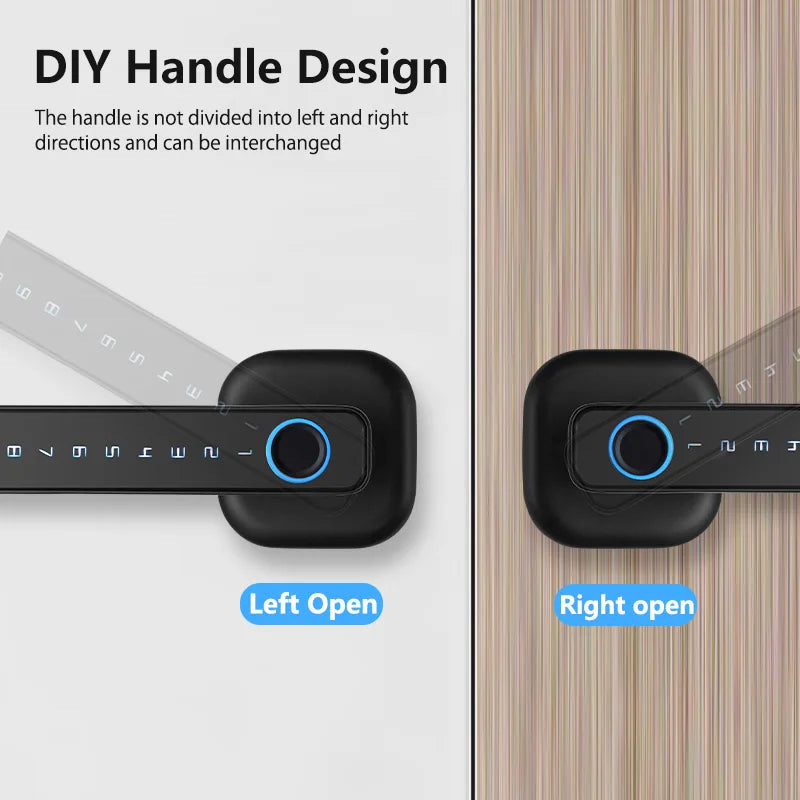 M6 Digital Fingerprint Door Lock by RAYKUBE with Tuya BLE – Password, Key, IC Card & Smartlife App Unlock