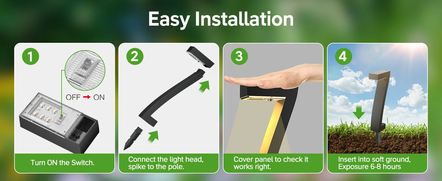 LED Solar Pathway Lights-Bright LED Solar Lights, Outdoor Pathway Lights, IP65 Waterproof, Solar Garden Lights Yard Driveway Walkway