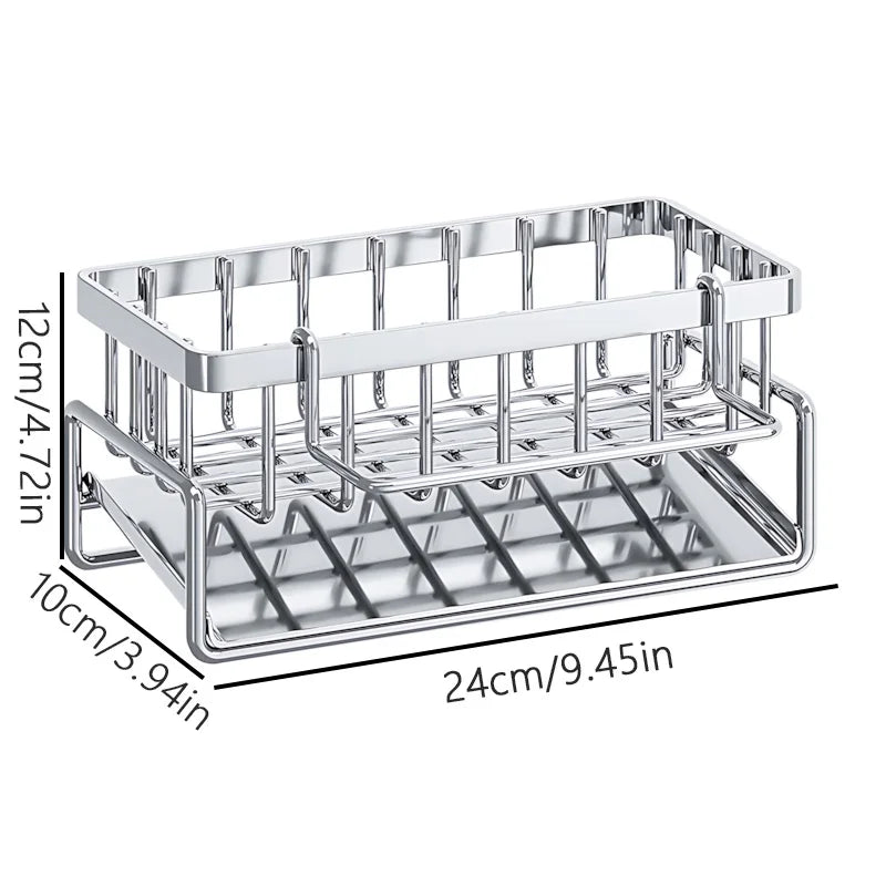 Over-Sink Kitchen Organizer - Sponge Holder & Drying Rack with Faucet Mount, Space-Saving Storage for Sponges and Brushes