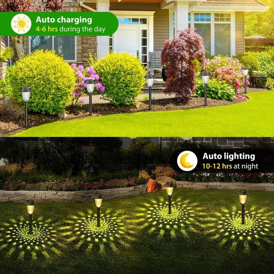 LED Solar Pathway Lights-Bright RGB Color Changing or Warm White Lamp, Outdoor Waterproof Garden Lamp Solar Powered Landscape Path Lights for Yard