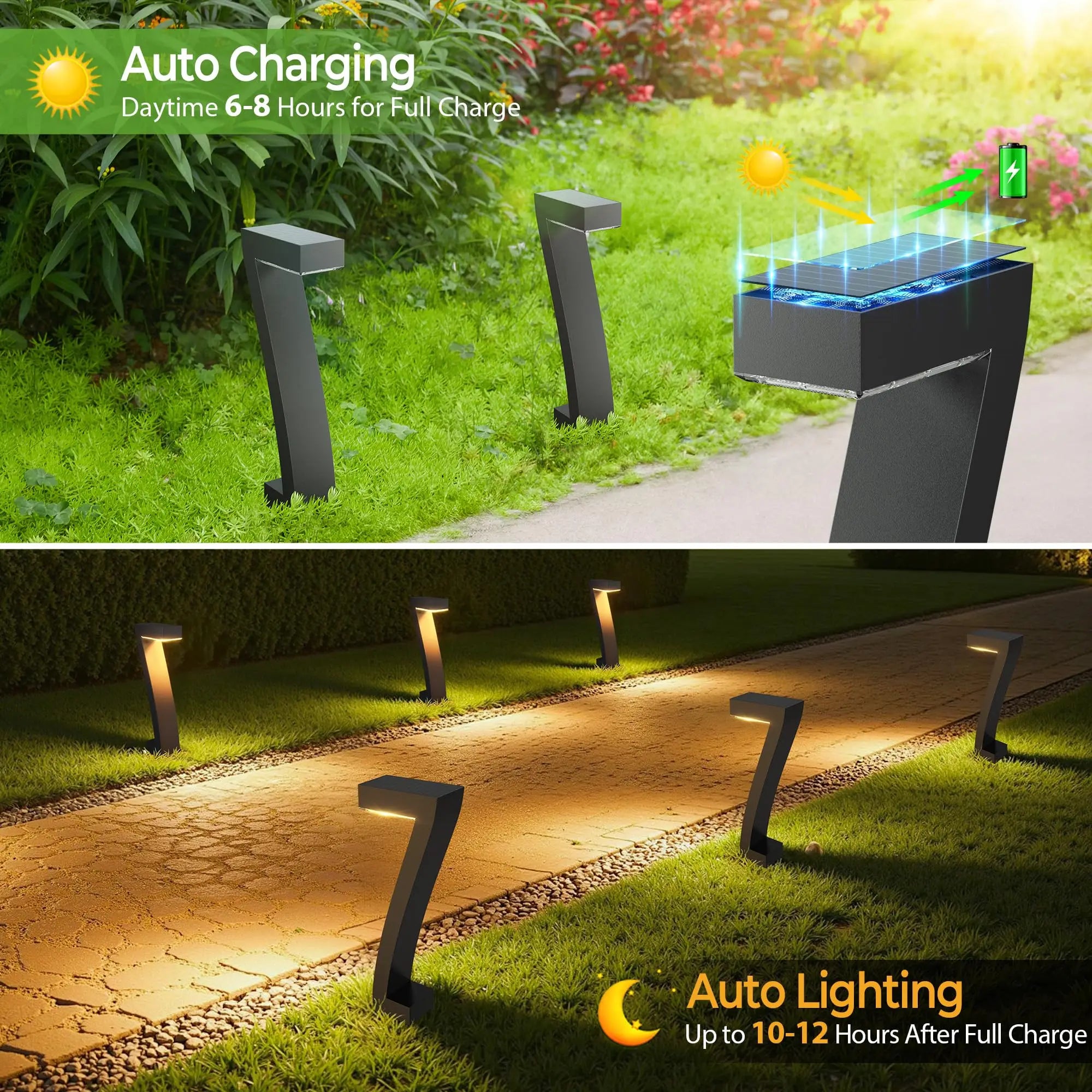 LED Solar Pathway Lights-Bright LED Solar Lights, Outdoor Pathway Lights, IP65 Waterproof, Solar Garden Lights Yard Driveway Walkway