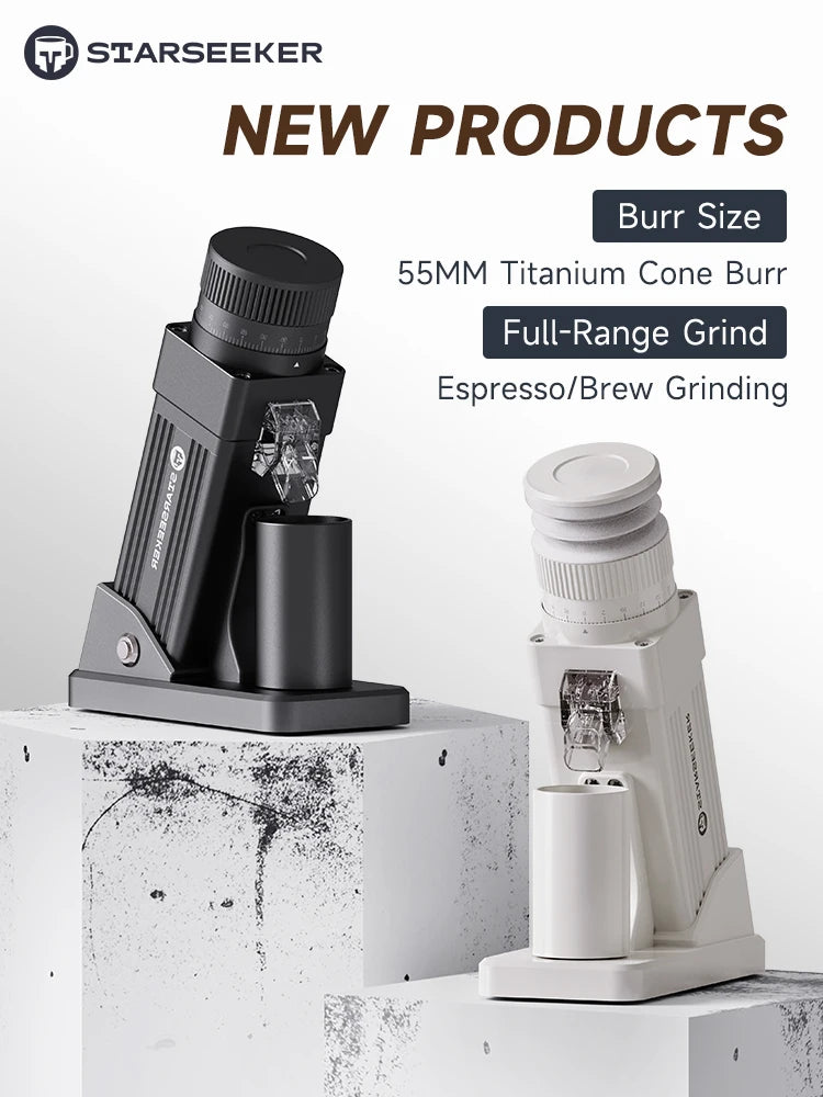 Coffee Grinder-Electric 55MM Espresso Cone burr Stepless Fineness Adjustment Cold Brew Bean Grinder STARSEEKER E55Pro