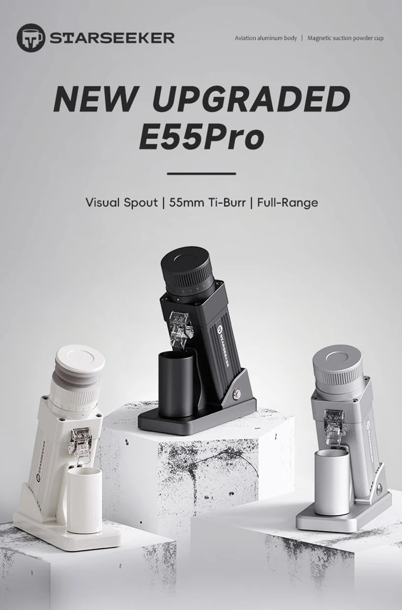 Coffee Grinder-Electric 55MM Espresso Cone burr Stepless Fineness Adjustment Cold Brew Bean Grinder STARSEEKER E55Pro