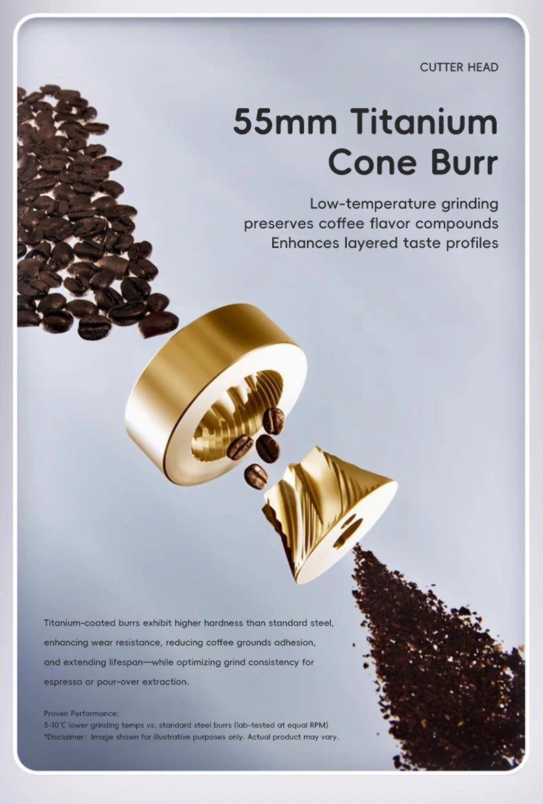 Coffee Grinder-Electric 55MM Espresso Cone burr Stepless Fineness Adjustment Cold Brew Bean Grinder STARSEEKER E55Pro