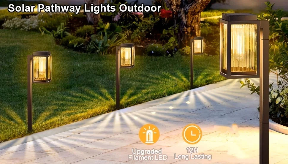 LED Solar Pathway Lights-Solar Waterproof Outdoor Lamp Lighting, Landscape Lawn, LED Lights for Yard, Patio, Walkway, Driveway, 2/6 Pack