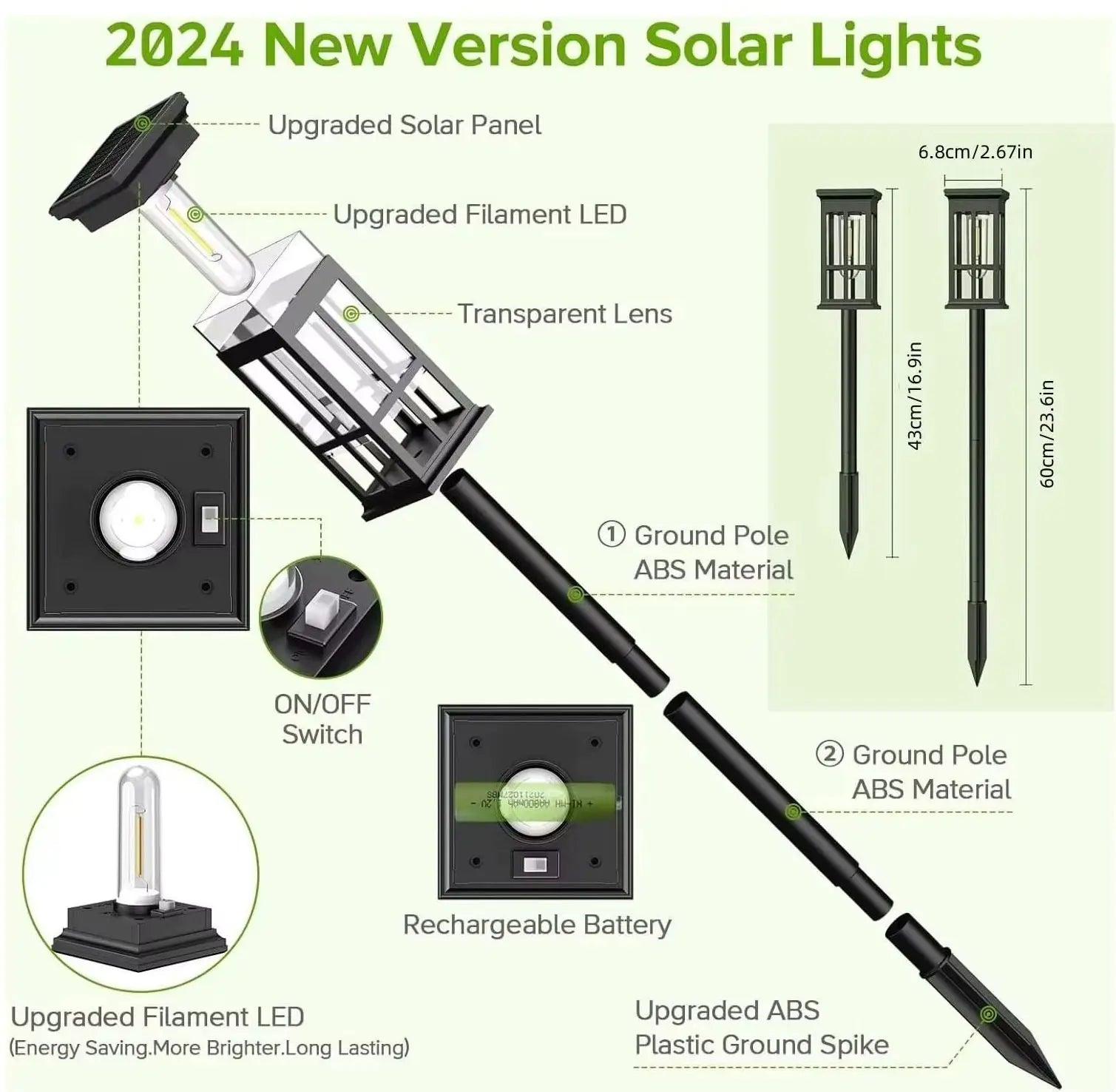 LED Solar Pathway Light-Outdoor Solar Lamp, Waterproof Landscape Lighting for Garden, Yard, Patio, Walkway, Driveway, Camping