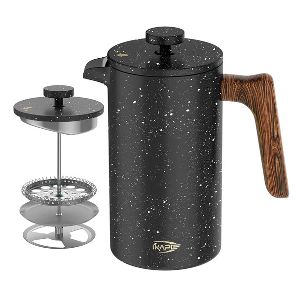 Coffee Maker-French Press - IKAPE Coffee Capsule and Espresso Taste Home portable coffee maker 4 Level Filtration 34 0Z 304 SS