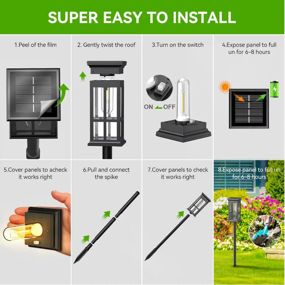 LED Solar Pathway Light-Outdoor Solar Lamp, Waterproof Landscape Lighting for Garden, Yard, Patio, Walkway, Driveway, Camping