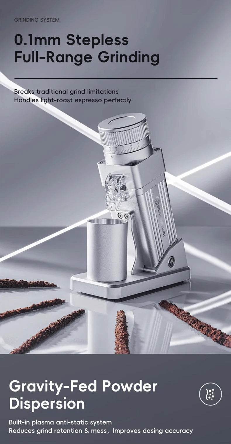 Coffee Grinder-Electric 55MM Espresso Cone burr Stepless Fineness Adjustment Cold Brew Bean Grinder STARSEEKER E55Pro