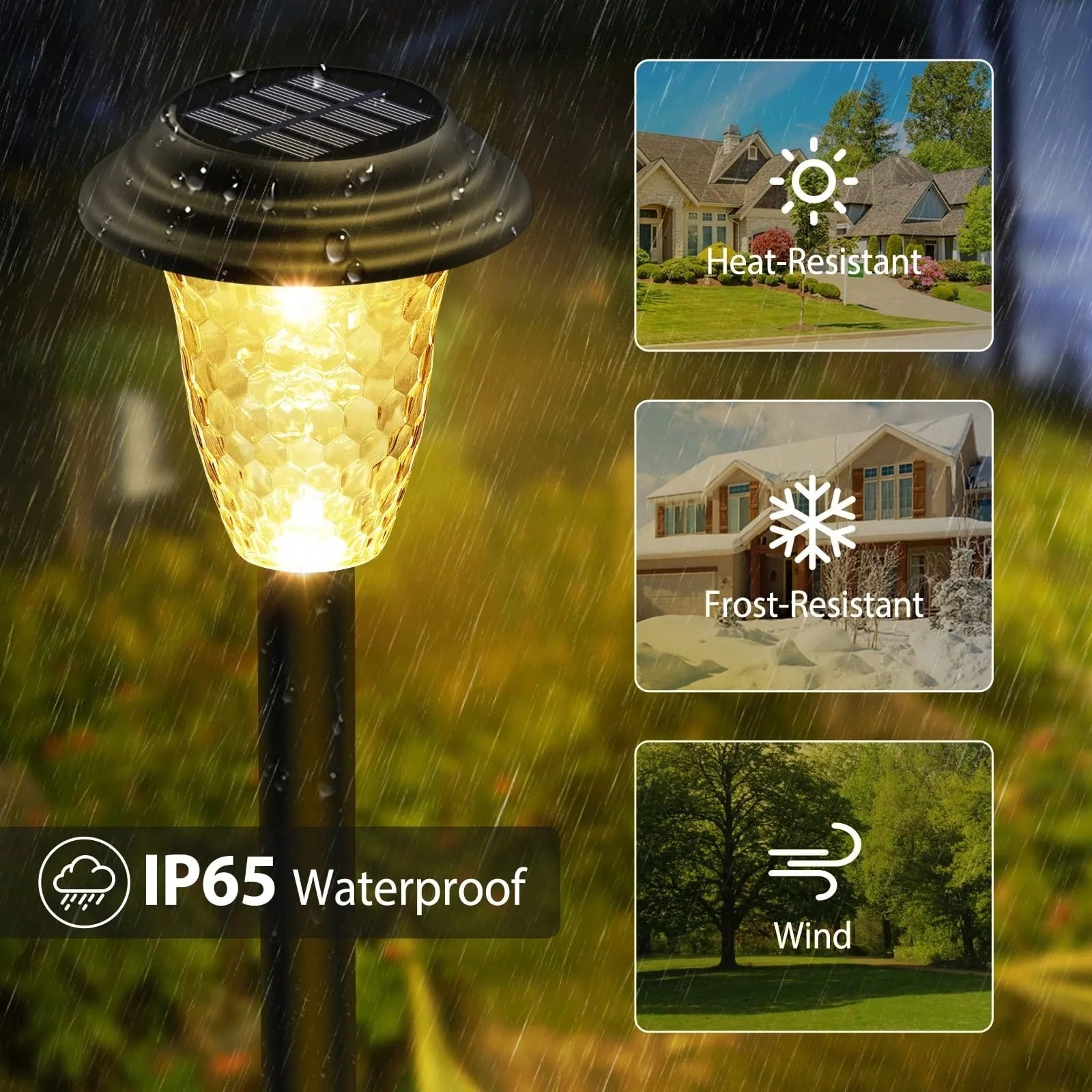 LED Solar Pathway Lights-Bright RGB Color Changing or Warm White Lamp, Outdoor Waterproof Garden Lamp Solar Powered Landscape Path Lights for Yard