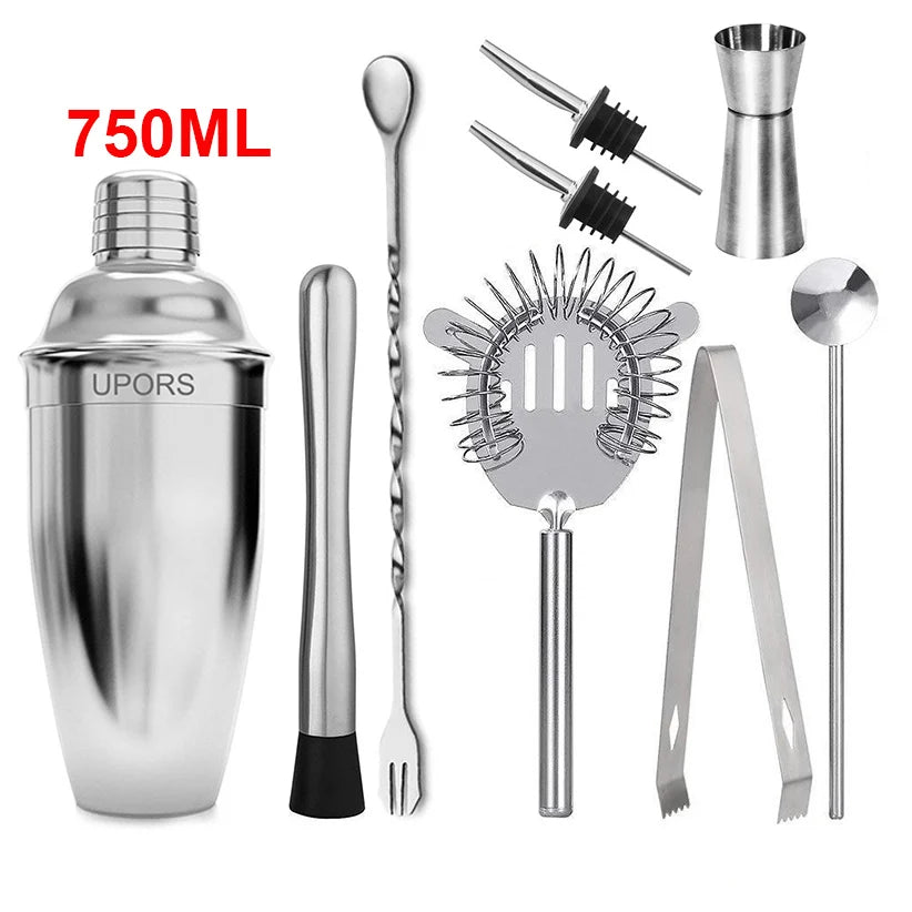 Home Kitchen: Cocktail Shaker: Stainless Steel Mixer - Boston Shaker for Bartenders - UPORS 550ML/750ML