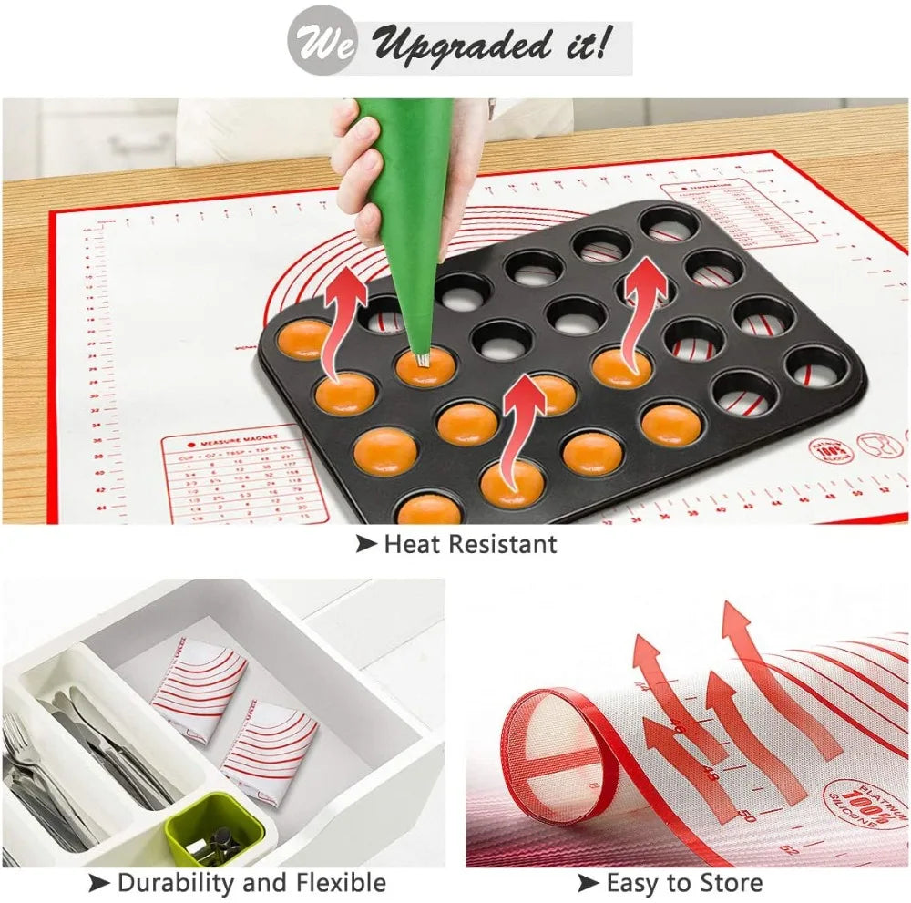Kitchen-Nonstick Silicone Pastry Mat – Large Baking Pad for Rolling Dough, Pizza, and Kitchen Prep (60–80cm)