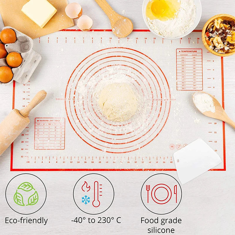 Baking Mat-Large Silicone Baking Mat, Pastry Rolling Kneading Baking Pad, Kitchen Mat, Crepes Pizza Dough, Nonstick Pan Cooking Tool