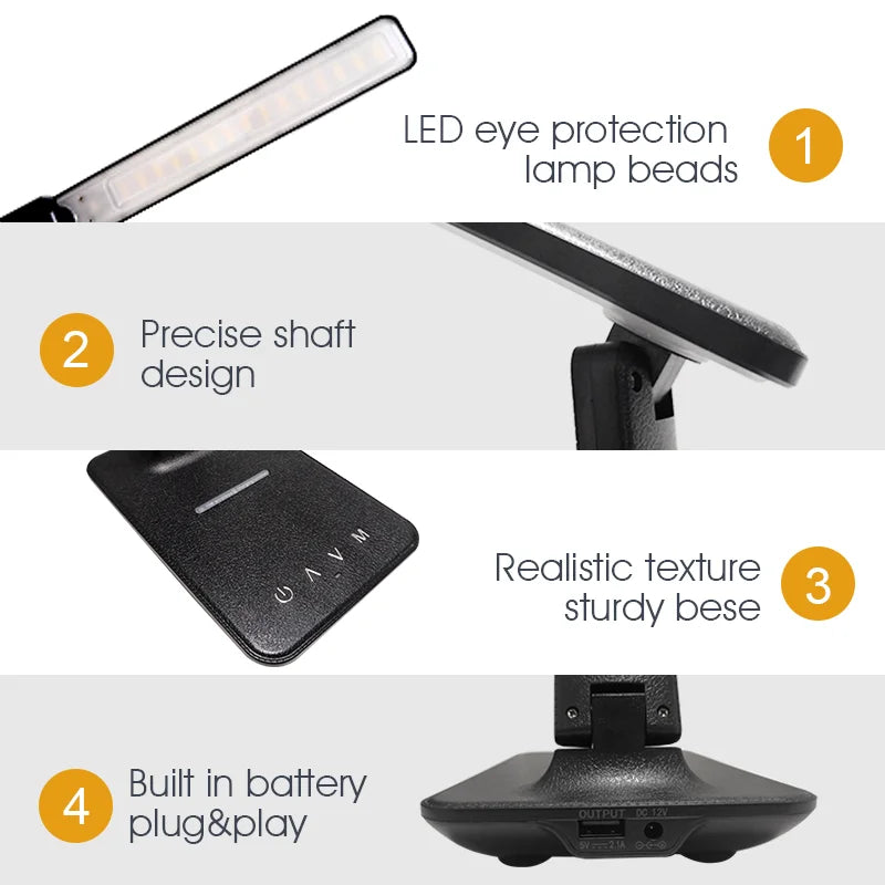 LED Desk Lamp-LAOPAO 10W QI Wireless Charging With Calendar Temperature Alarm Clock, Eye Protect, Study Business Light, Table Lamp