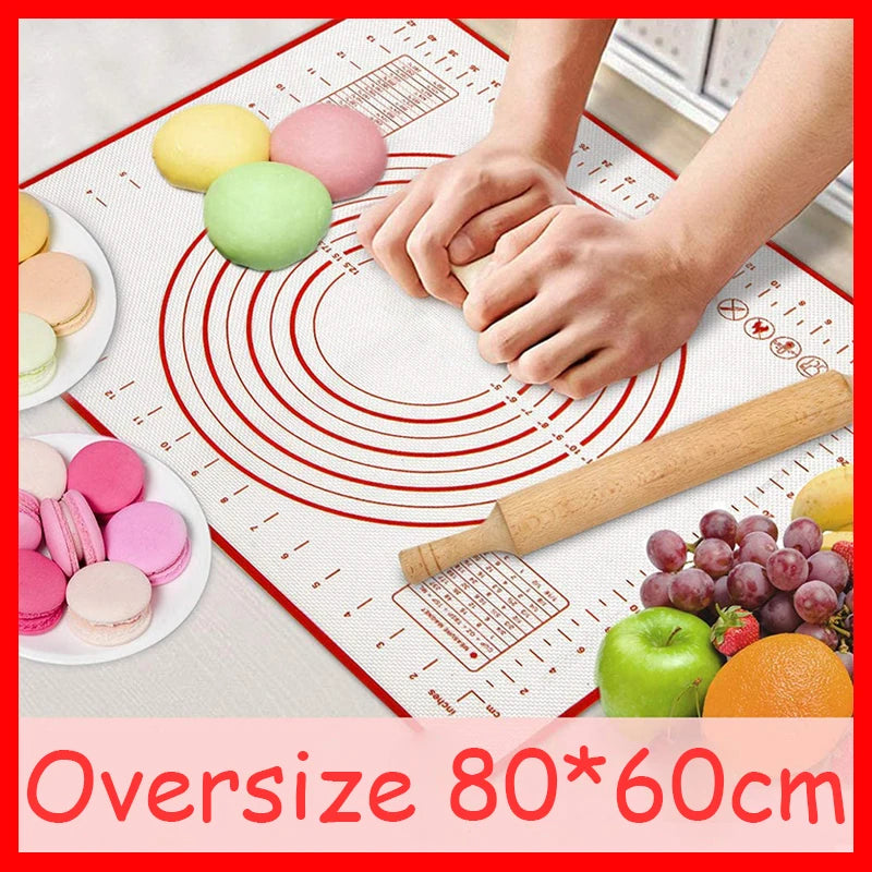 Kitchen-Nonstick Silicone Pastry Mat – Large Baking Pad for Rolling Dough, Pizza, and Kitchen Prep (60–80cm)