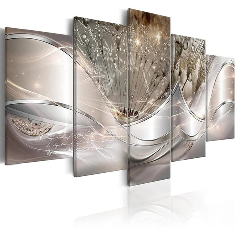 Canvas Painting-Dreamy Dandelion Canvas Painting Bedroom 5 Pieces Canvas Poster Living Room Decoration Art Prints Wall Pictures Home Decor