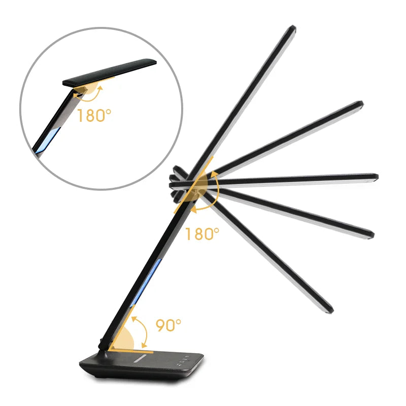 LED Desk Lamp-LAOPAO 10W QI Wireless Charging With Calendar Temperature Alarm Clock, Eye Protect, Study Business Light, Table Lamp
