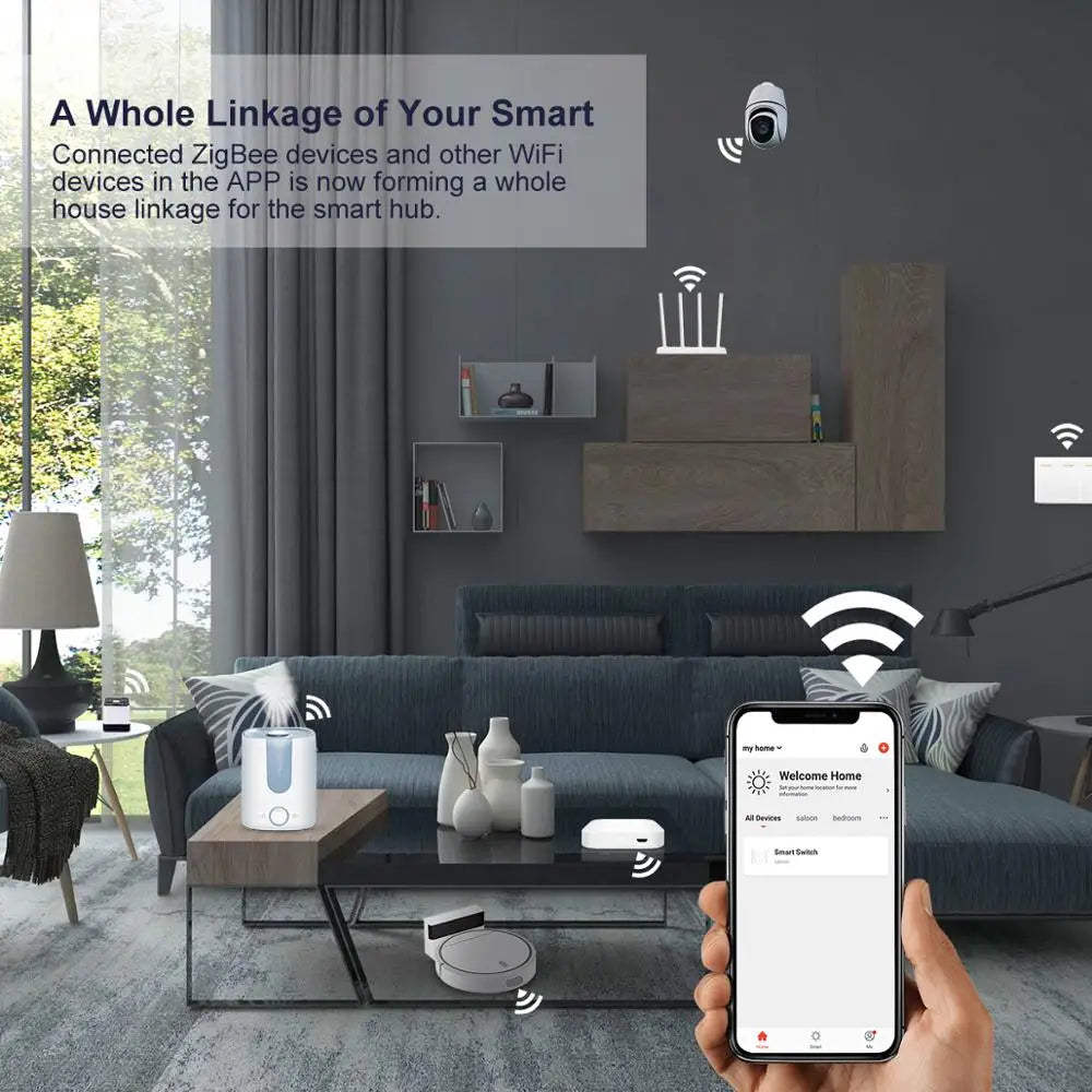 Home Gadget: WiFi Gateway: Smart Home: Wireless or Wired Smart Hub - Gateway Bridge for App Voice Remote Control, Works with Alexa - Tuya