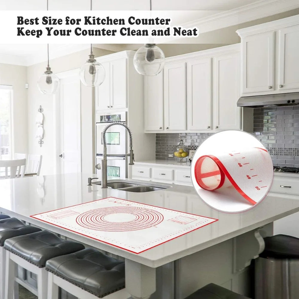 Kitchen-Nonstick Silicone Pastry Mat – Large Baking Pad for Rolling Dough, Pizza, and Kitchen Prep (60–80cm)