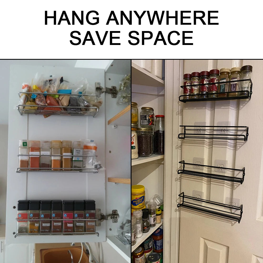 Home Kitchen: Organizer Rack: Hanging Wall Mount - 2 Pcs Metal - Seasoning, Spice, Jar Storage