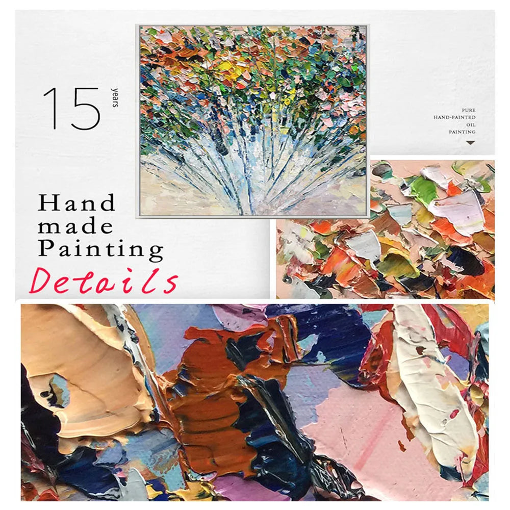 Abstract Oil Painting On Canvas-Handmade, Texture Wall Art, Pattern B-Blue And Off-White