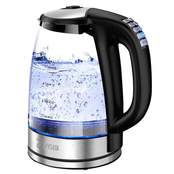 Electric Glass Kettle-2200W Fast Boiling, Temperature Control, 4-Hour Keep Warm, 2.0L Tea Kettle & Hot Water Boiler, by DEVISIB