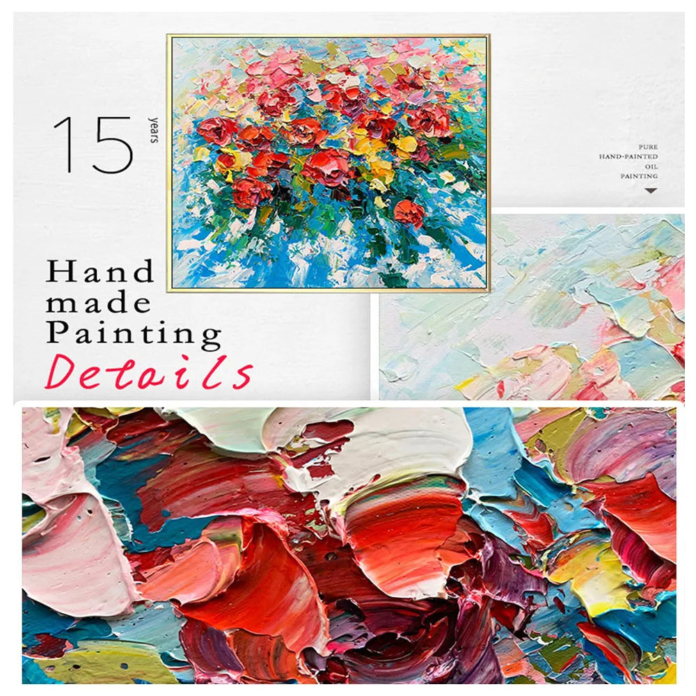 Abstract Oil Painting On Canvas-Handmade, Texture Wall Art, Pattern C-Blue And Off-White