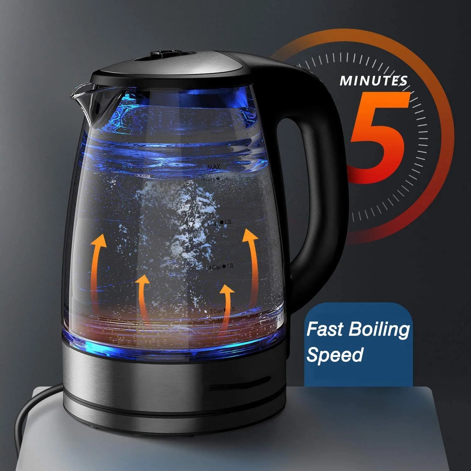 Electric Glass Kettle-2200W Fast Boiling, Temperature Control, 4-Hour Keep Warm, 2.0L Tea Kettle & Hot Water Boiler, by DEVISIB