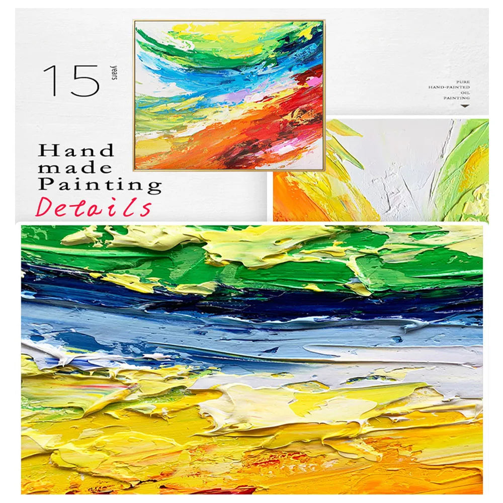 Abstract Oil Painting On Canvas-Handmade, Texture Wall Art, Pattern D-Blue And Off-White