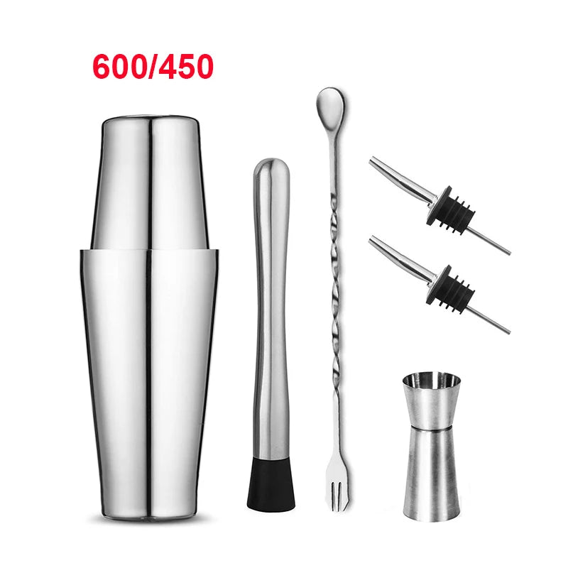 Home Kitchen: Cocktail Shaker: Stainless Steel Mixer - Boston Shaker for Bartenders - UPORS 550ML/750ML