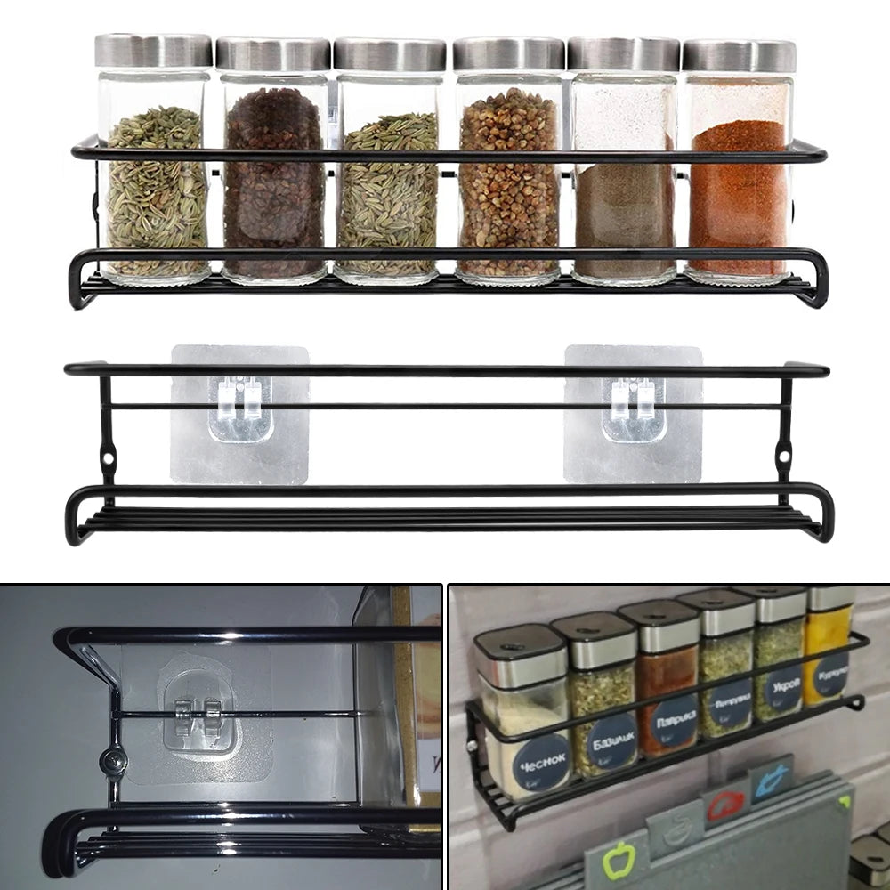 Home Kitchen: Organizer Rack: Hanging Wall Mount - 2 Pcs Metal - Seasoning, Spice, Jar Storage