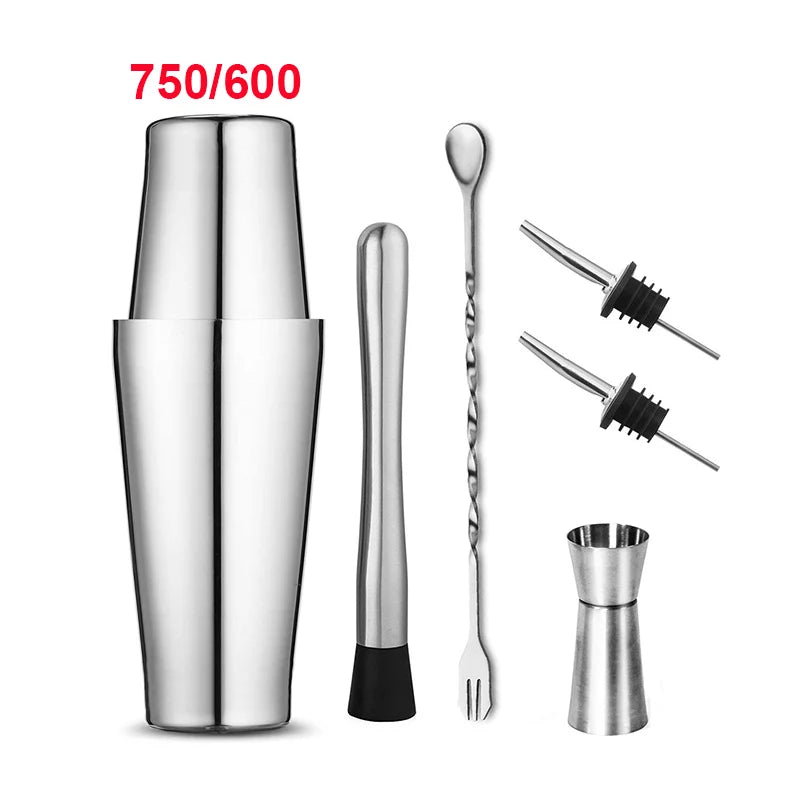 Home Kitchen: Cocktail Shaker: Stainless Steel Mixer - Boston Shaker for Bartenders - UPORS 550ML/750ML