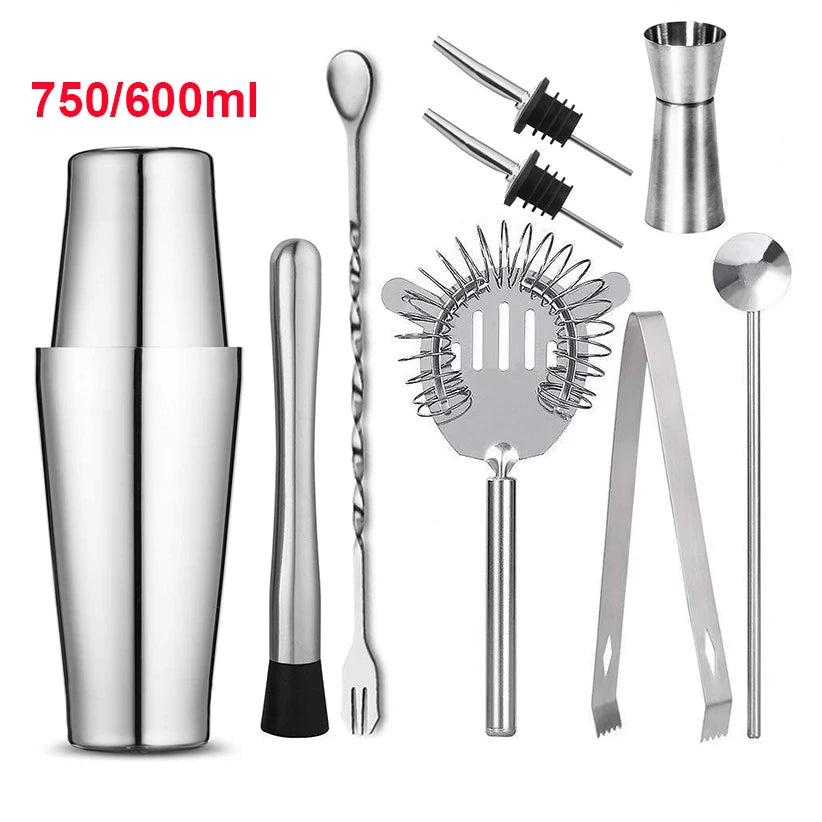 Home Kitchen: Cocktail Shaker: Stainless Steel Mixer - Boston Shaker for Bartenders - UPORS 550ML/750ML