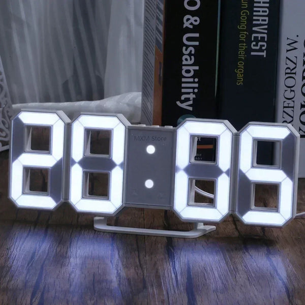 LED Digital Clock-Wall Decoration 3D Glow Night Mode Decoration for Bedroom Adjustable Electronic Watch Room Decor Aesthetics