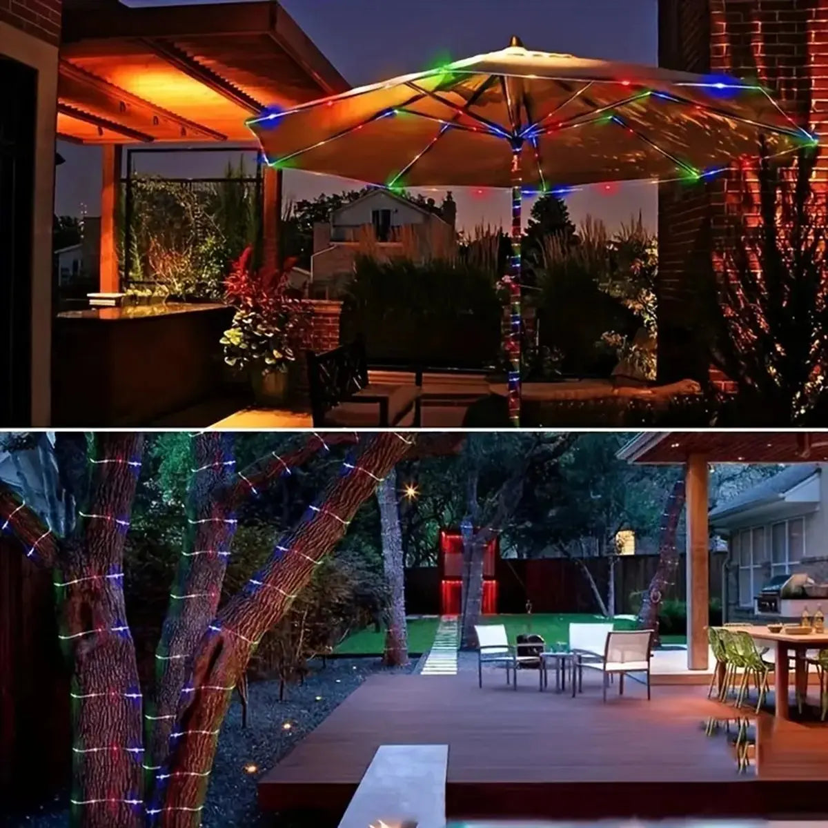 Solar-Powered LED Rope String Lights – 50/100/200 LEDs, 8 Modes, Waterproof Outdoor Decor for Garden & Walkways