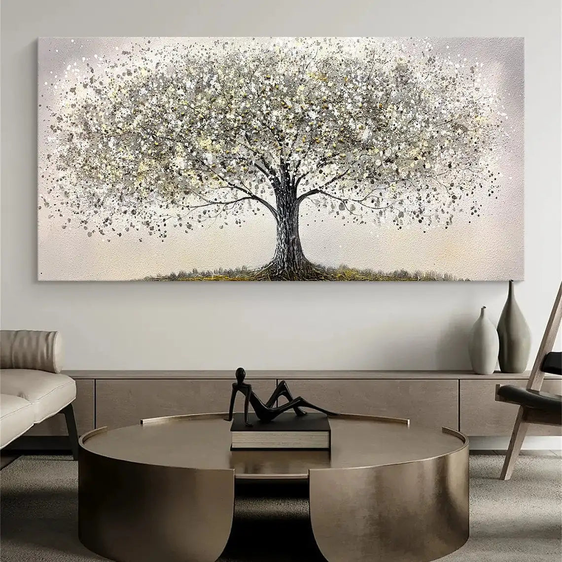 Canvas  Art- G-Abstract, Gold Leaf Oil Painting, Large Wall Art, Modern Gold Foil Texture, Acrylic Painting, Living room