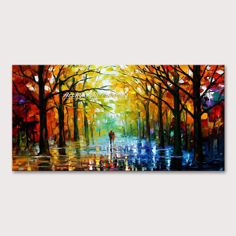 Canvas Art-Hand painted, Night Knife, Oil Painting on Canvas, Modern Abstract Landscape Art Poster, Wall Pictures, Home Decor, Arthyx,Large