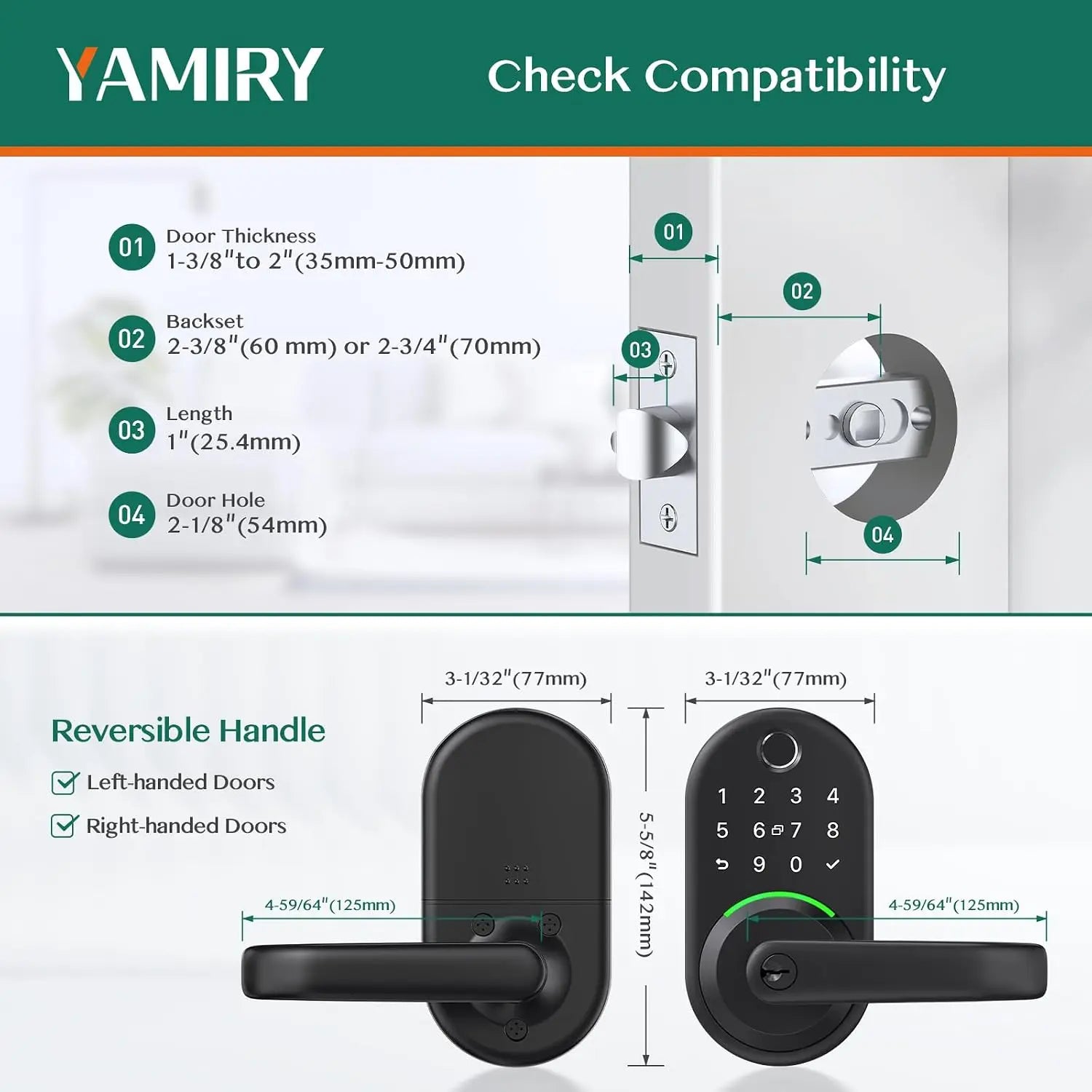 Digital Electronic Lock-Keyless Door Lock with Keypad and Fingerprint Smart Knob for Front Door, Bluetooth App, Control and Remote Passcode Generation