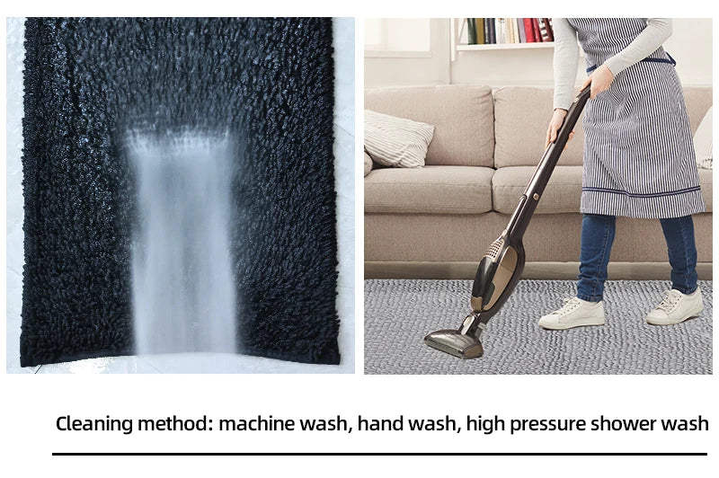 Blue Chenille Bathroom Rug – Super Absorbent, Non-Slip Shower Mat (40×60cm)